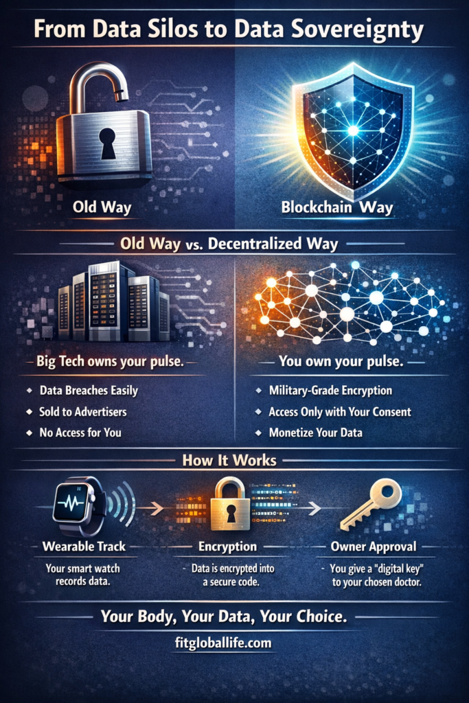 Decentralized Health: How Blockchain is Finally Protecting Our Personal Fitness Records infografis the future of your health data
