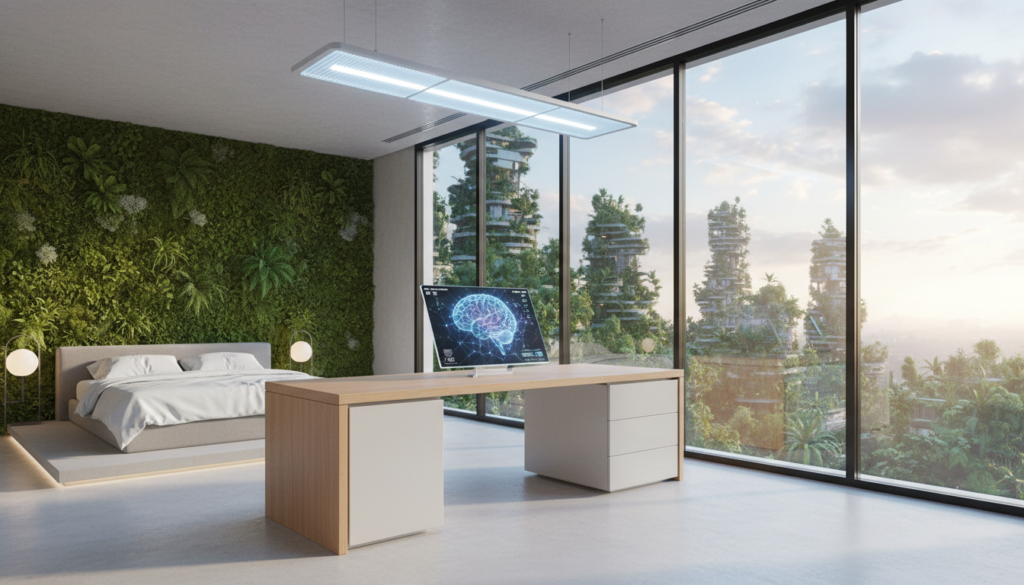 Neuro-Architecting Your Morning setup with circadian lighting and biophilic office design for peak performance.