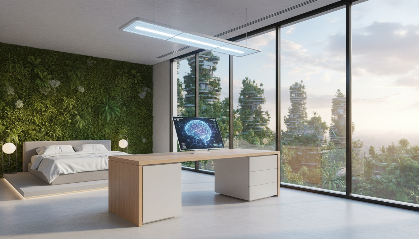 Home Neuro-Architecting Your Morning setup with circadian lighting and biophilic office design for peak performance.