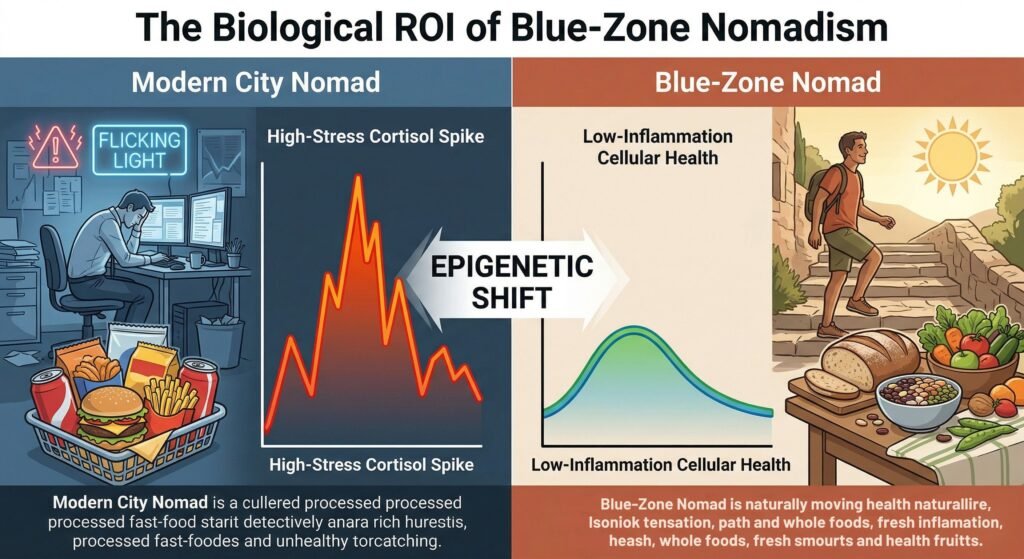 Comparison of stress levels and biological markers in Blue-Zone Nomadism vs. urban living