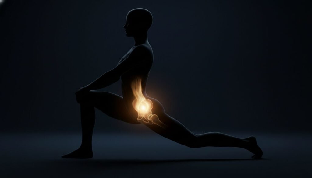 Somatic Release: Why Your Hip Mobility is the Hidden Key to Unlocking Emotional Trauma Somatic Release: Inner glow in the hip area representing emotional healing.