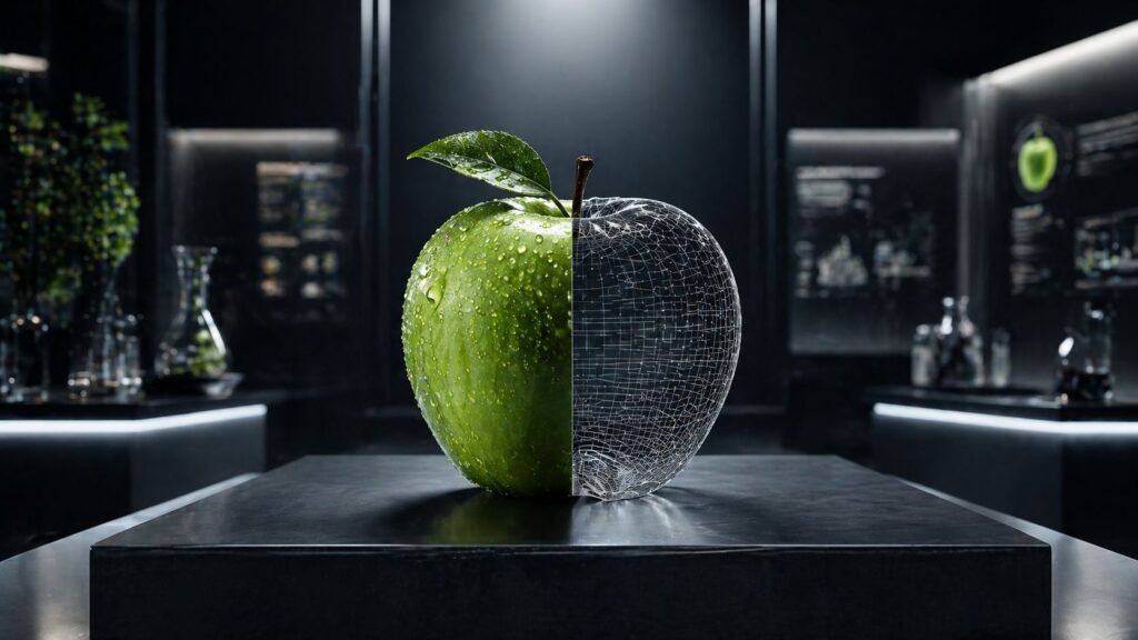 Mineral Deficiency in Organic Food conceptual 3D render