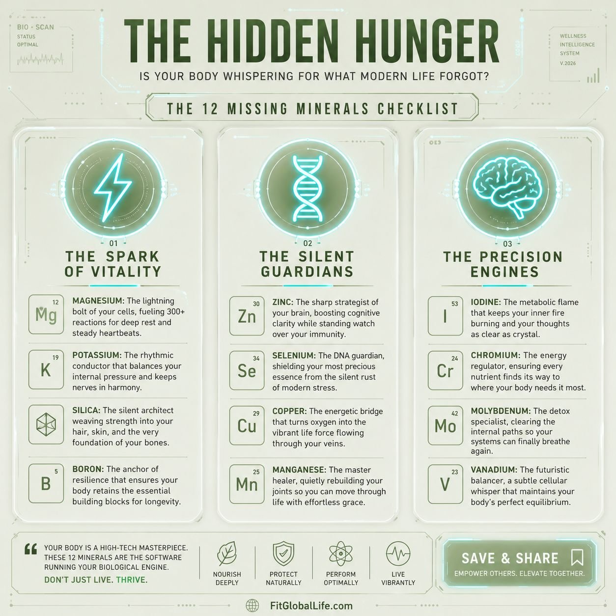 Mineral Deficiency in Organic Food: 12 essential minerals missing from modern diets list