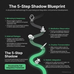 A visual roadmap of the 5 steps to integrate your shadow and unlock creativity.