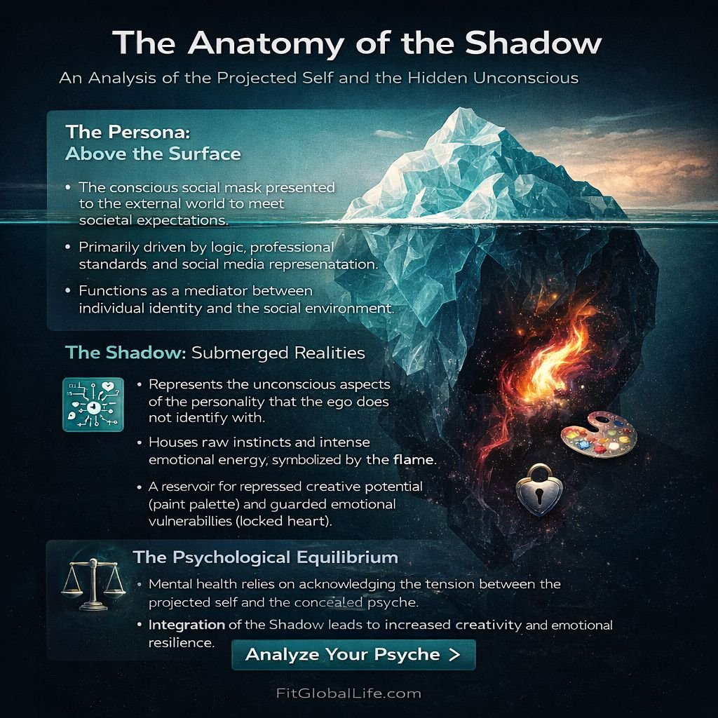 Infographic explaining the psychological components of the Shadow Work Blueprint.