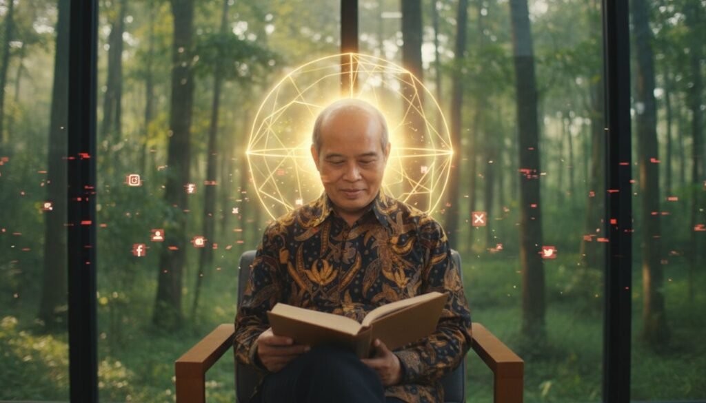 A visual representation of Cognitive Sovereignty showing a human head protected by a digital shield.