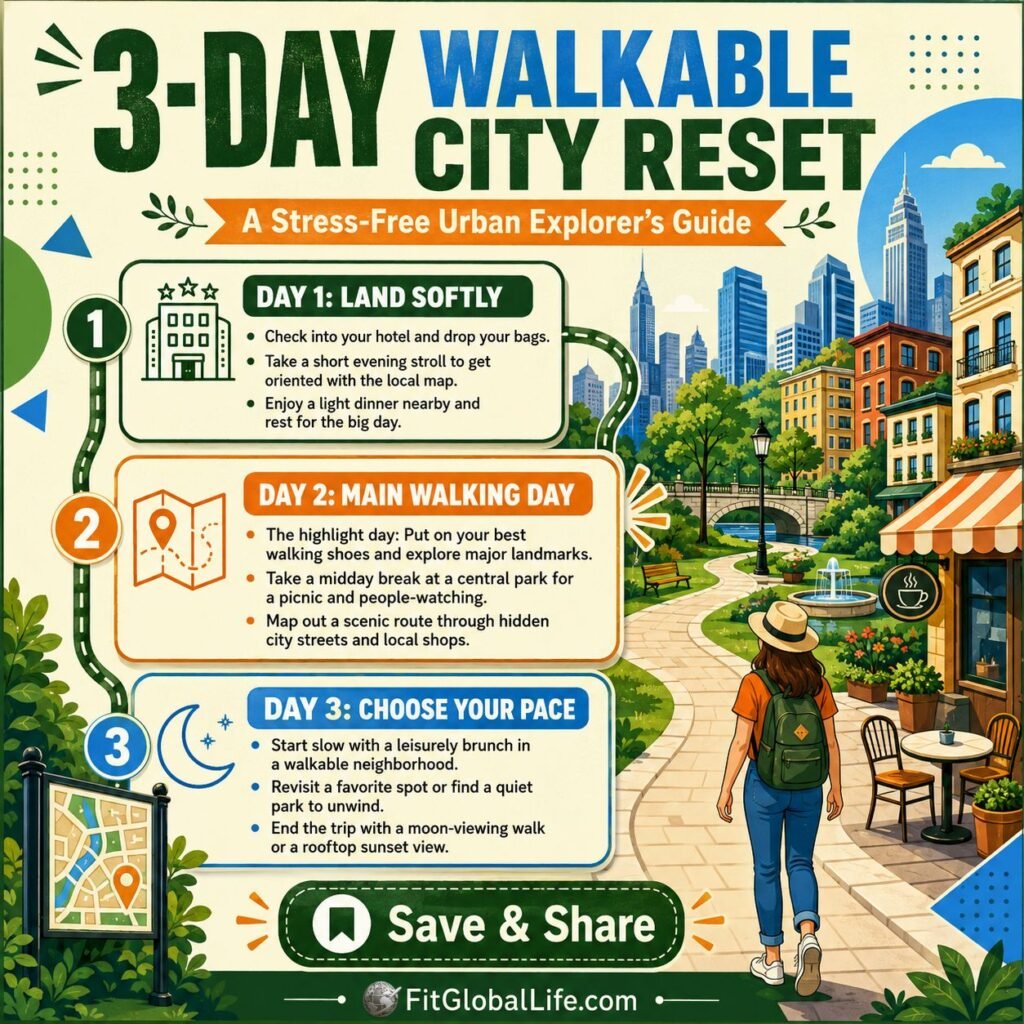 walkable cities 3-day healthier travel reset itinerary