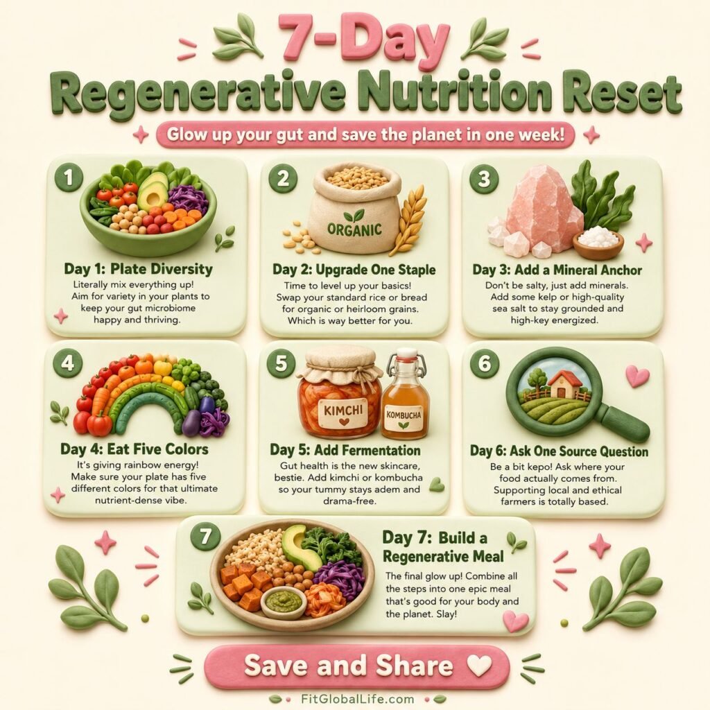 7-day regenerative soil nutrition reset for improving vitamin intake through nutrient-dense foods.
