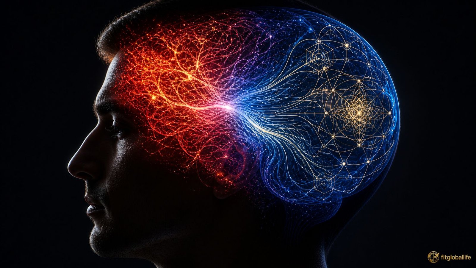 A visual representation of repaying attention debt showing chaotic brain waves turning into calm focus and cognitive sovereignty.