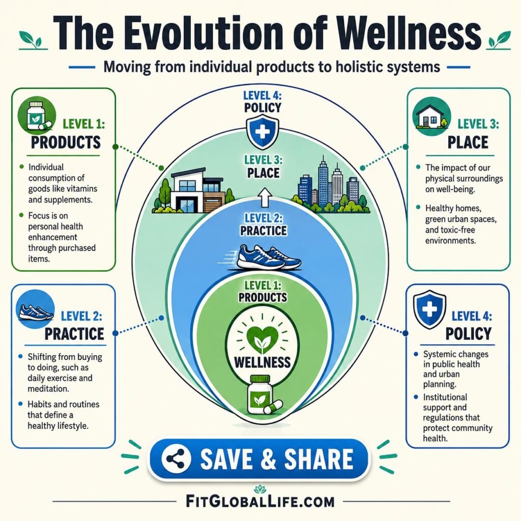 wellness economy shifts 2026 product practice place policy infographic