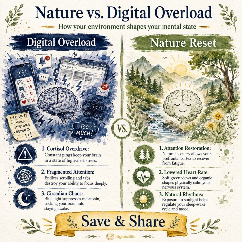 brain fog reset comparison between nature and digital overload