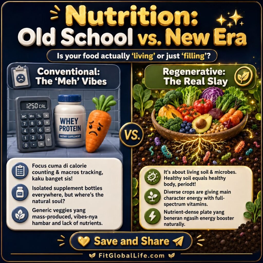 Regenerative soil compared with conventional nutrition for better vitamin intake and nutrient density.
