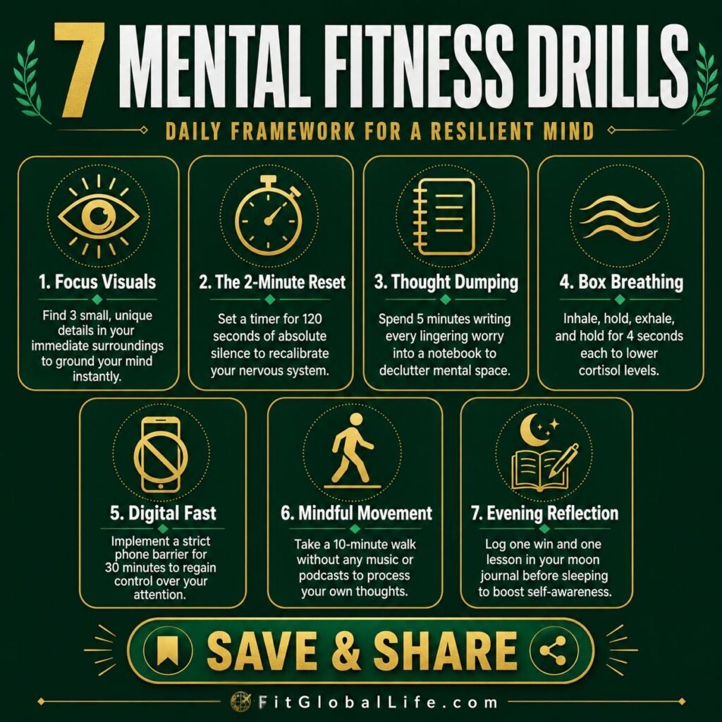 mental fitness drills framework with seven focus training practices