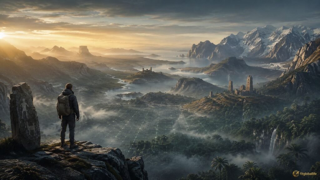 Unmapped guide traveler facing remote regions beyond GPS navigation