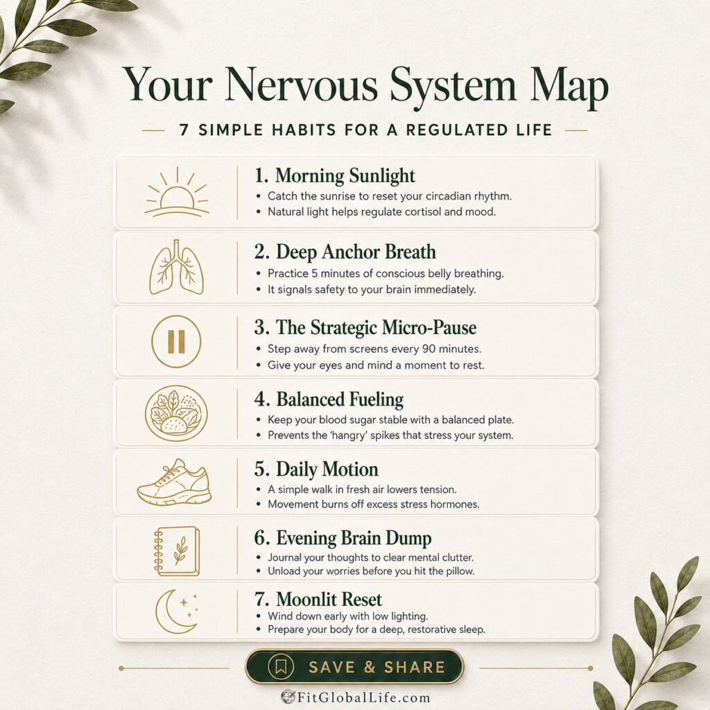 nervous system habits map with seven weekly calming cues