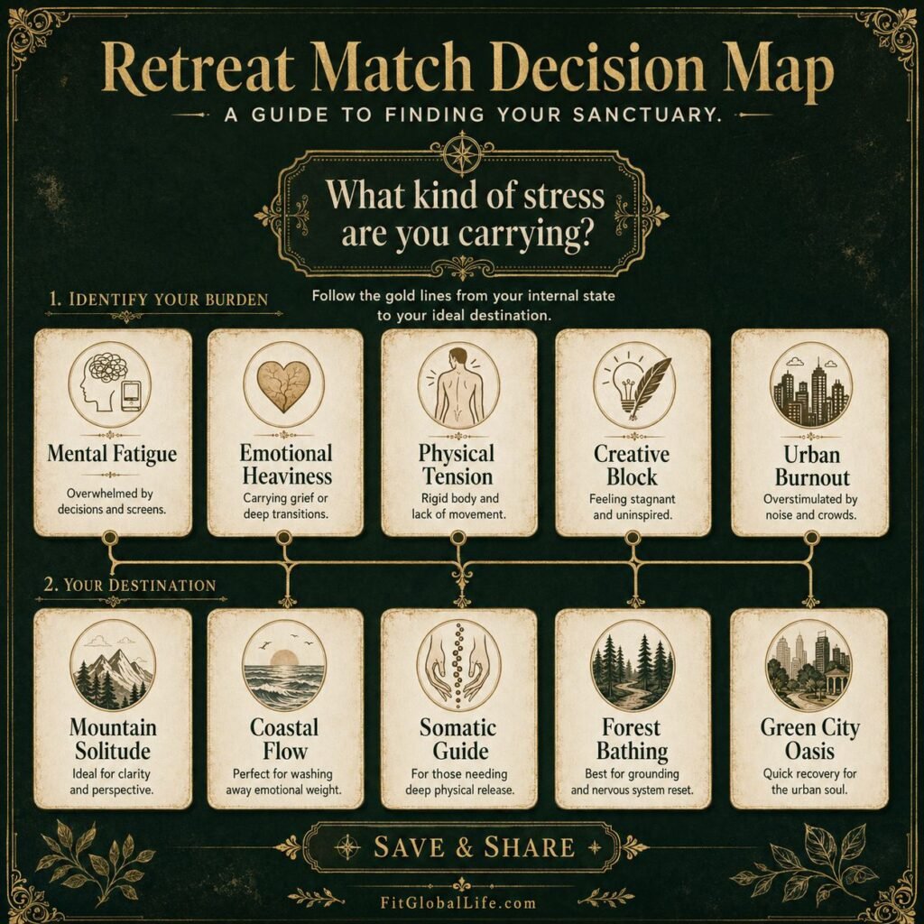 Nature retreats decision map matching stress patterns with retreat types