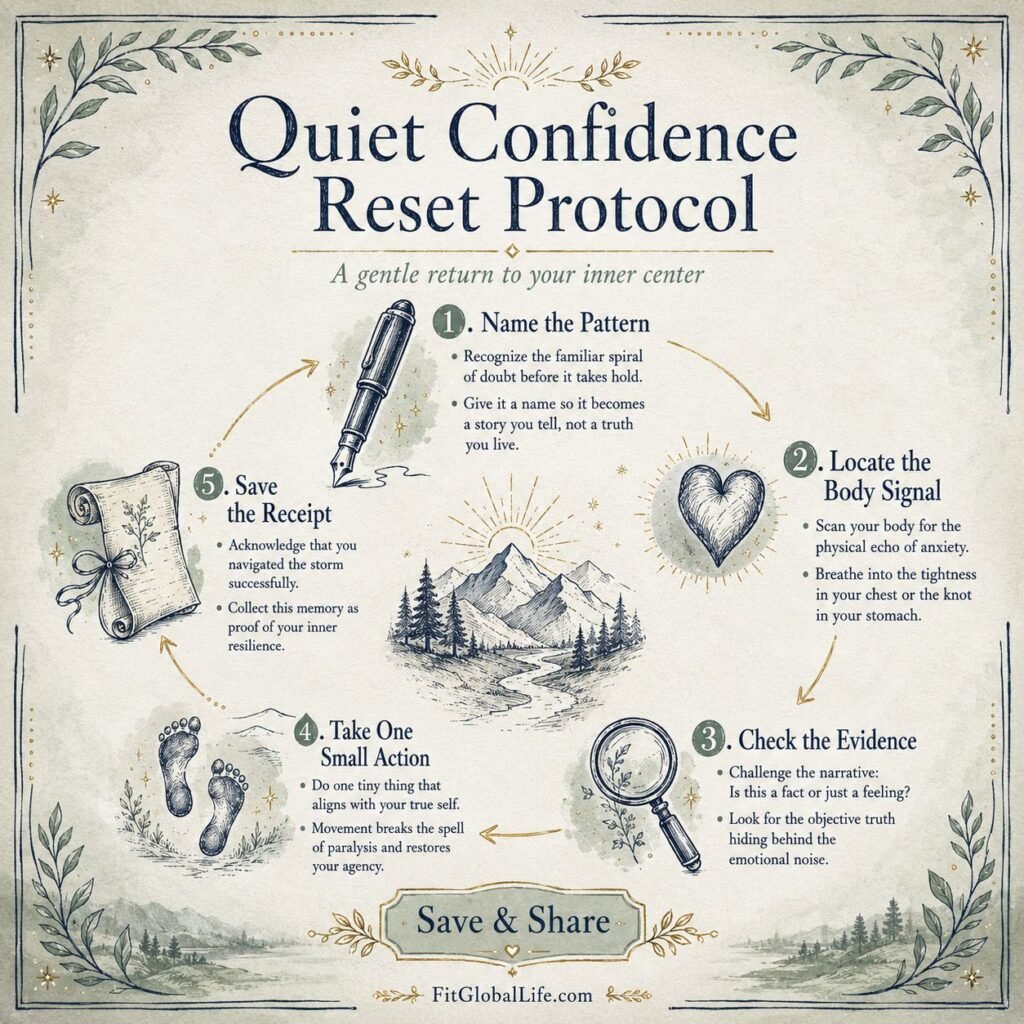 thought patterns quiet confidence breaks reset protocol infographic