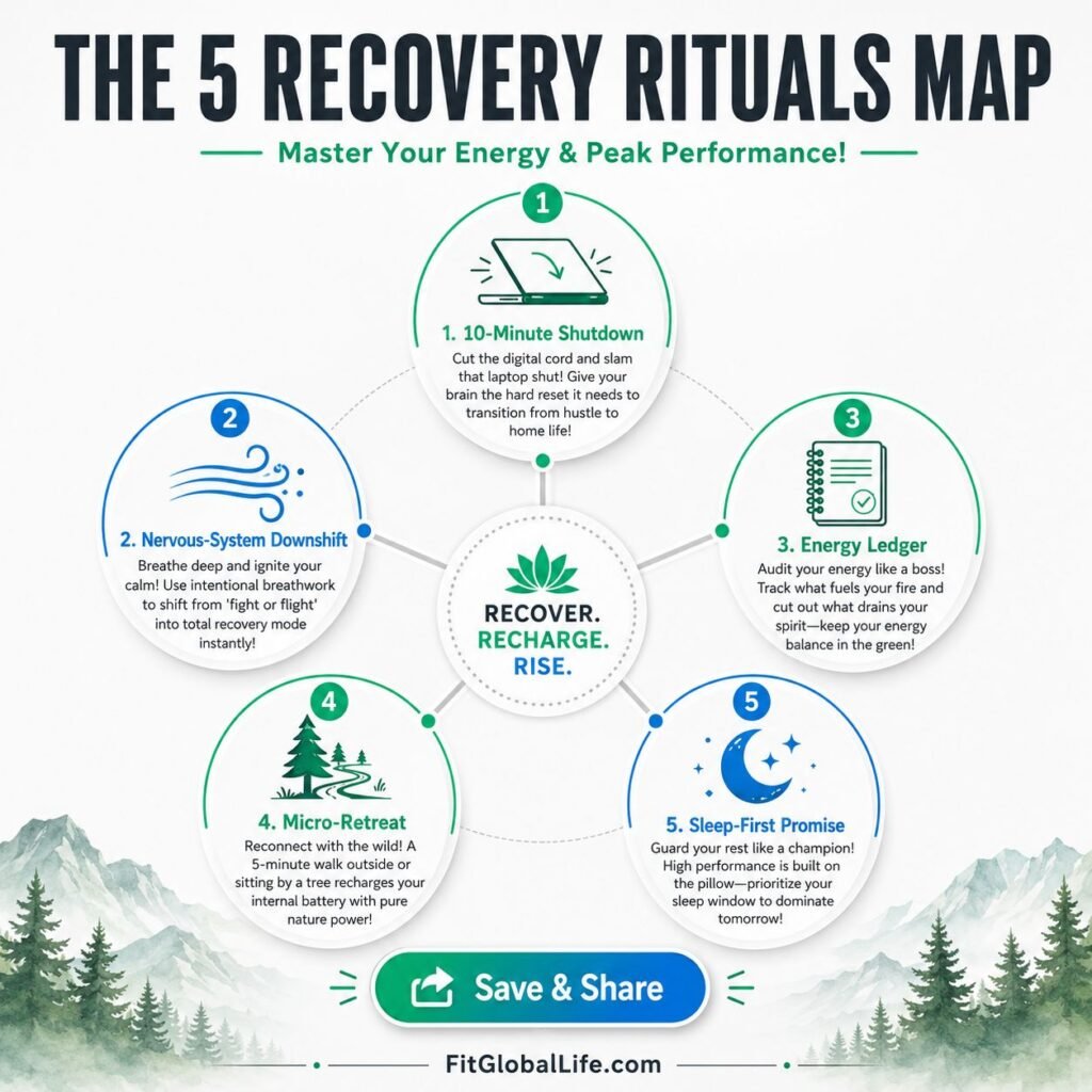 recovery rituals map with five daily recovery habits