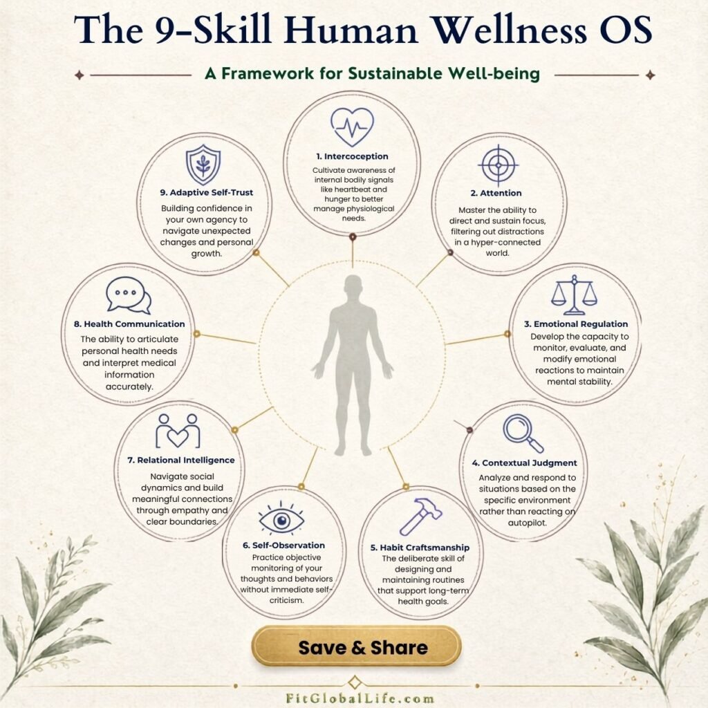 9 Human Skills for Wellness That Beat Tech Hype human skills for wellness operating system with nine connected capabilities