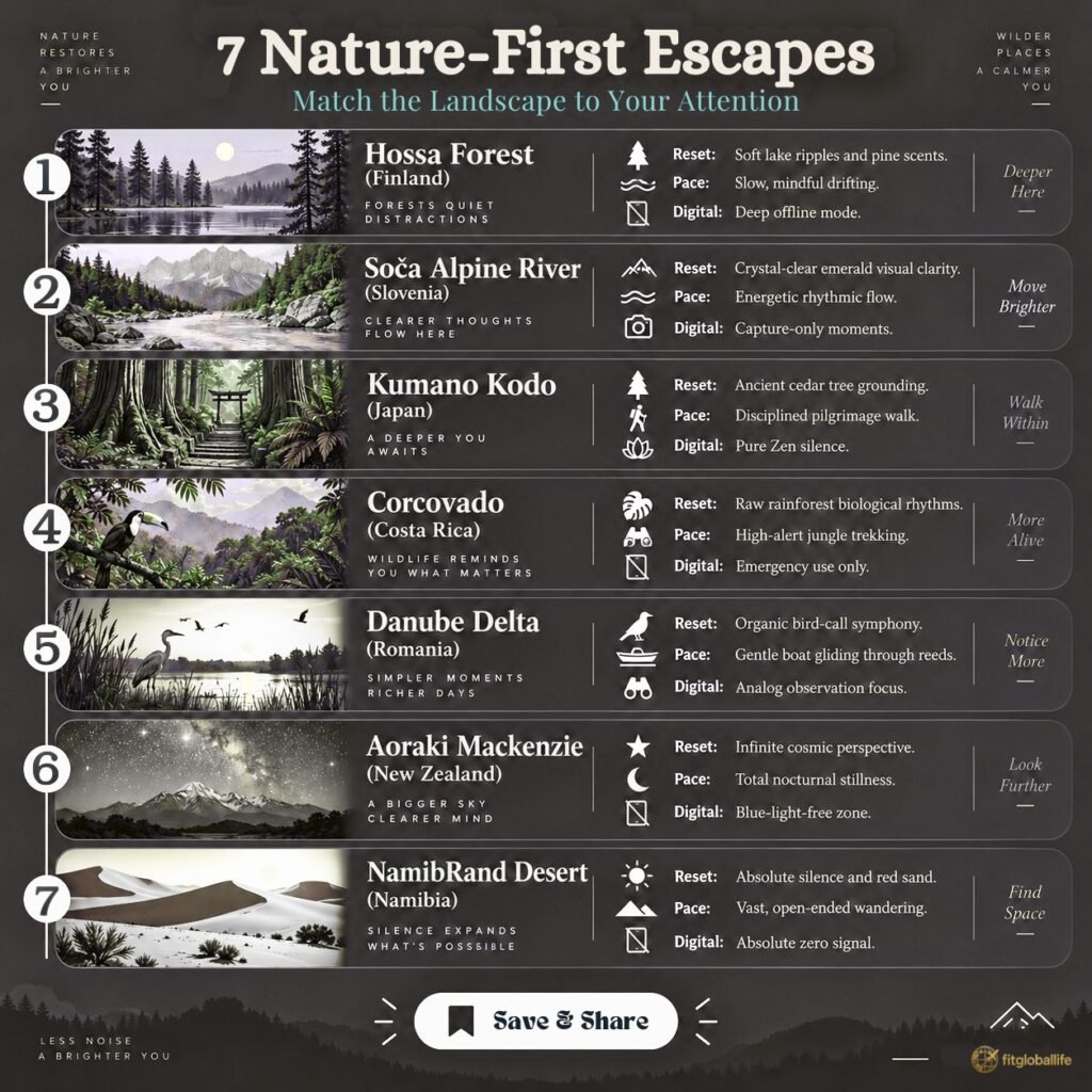 Seven nature-first escapes comparison for screen-tired travelers
