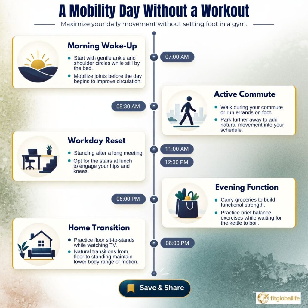 Mobility habits daily timeline for long-term health